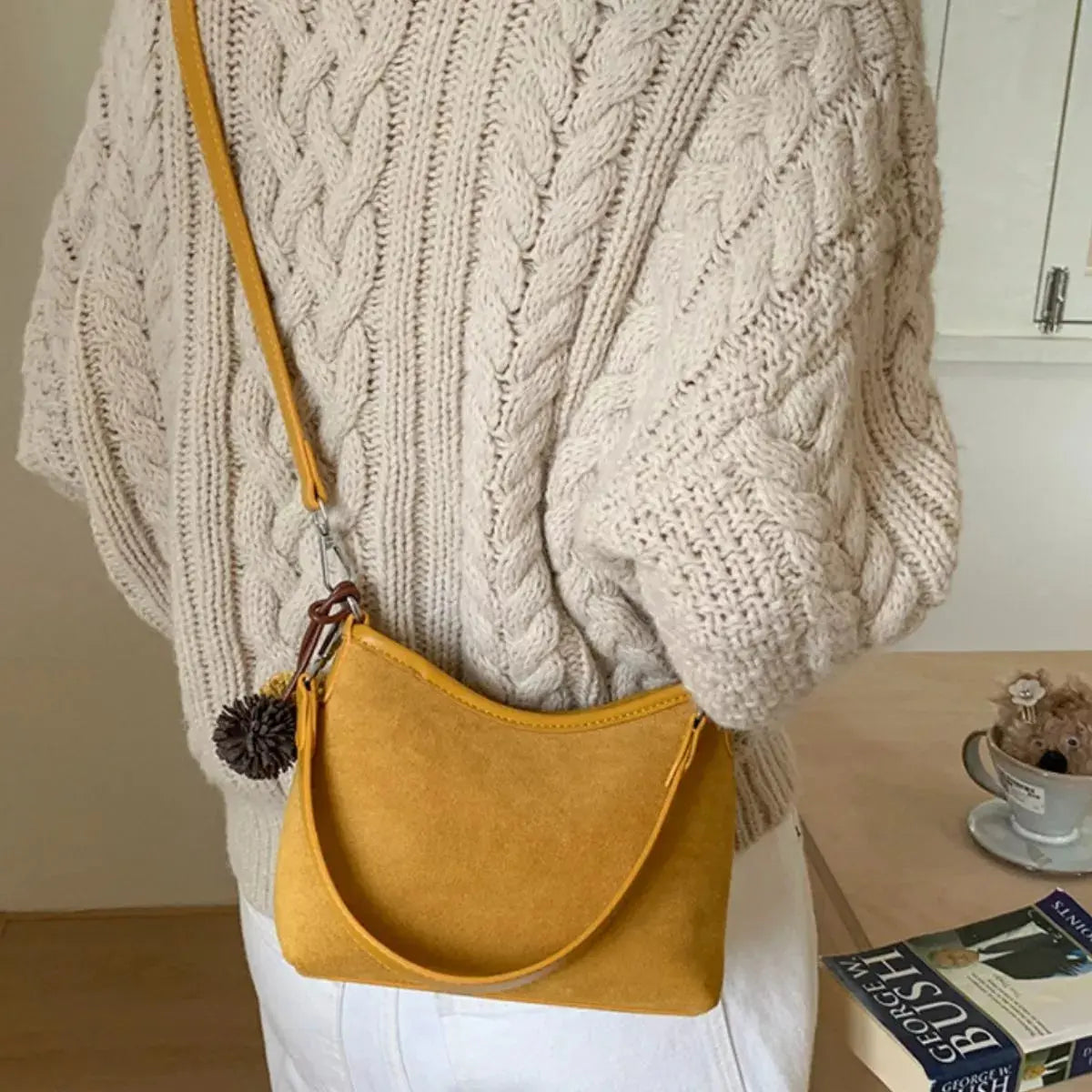 Suede Crossbody Bag with Adjustable Shoulder Strap Simply Love