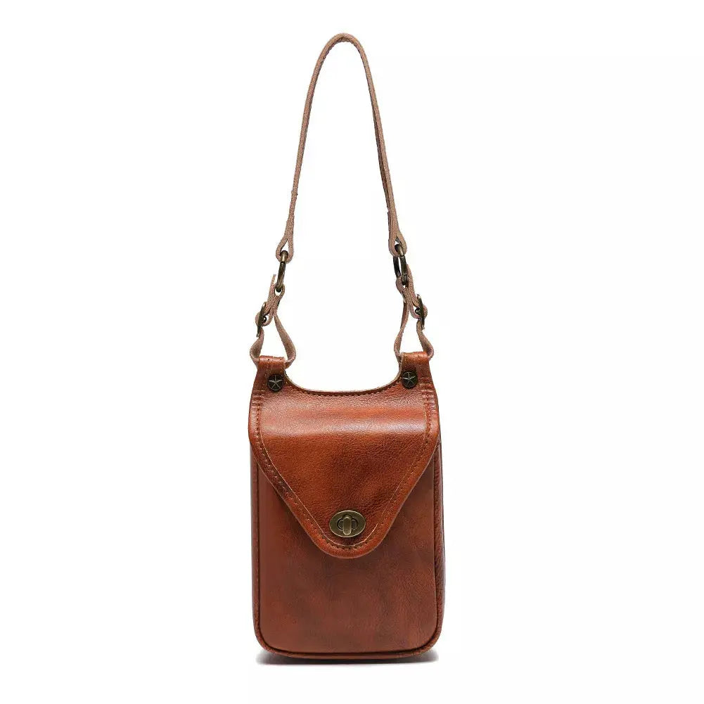 Cowhide Leather Crossbody Bag with Metal Clasp Simply Love