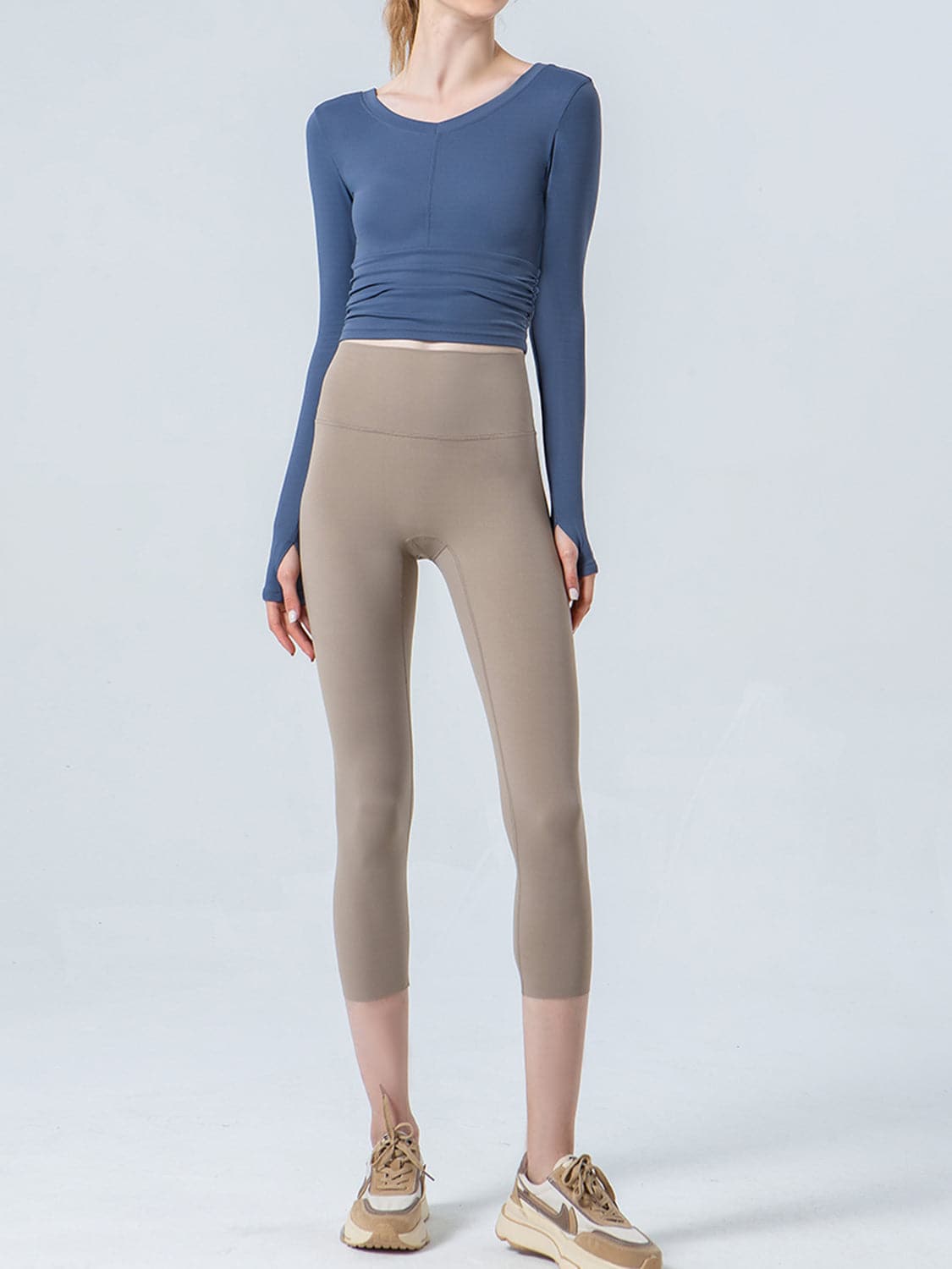 Wide Waistband Cropped Sports Leggings.