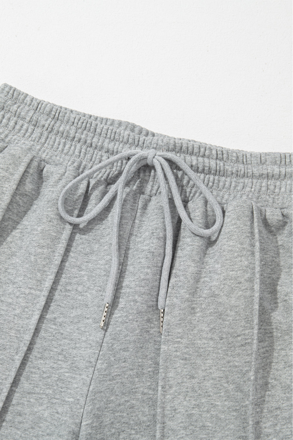 Chic gray high waist wide leg sweatpants with drawstring detail