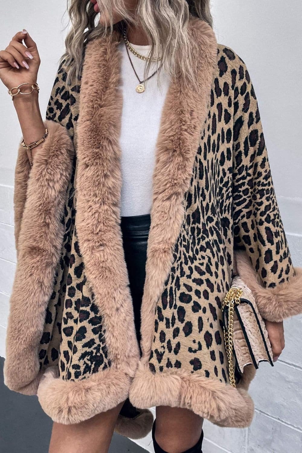 Leopard Open Front Poncho.