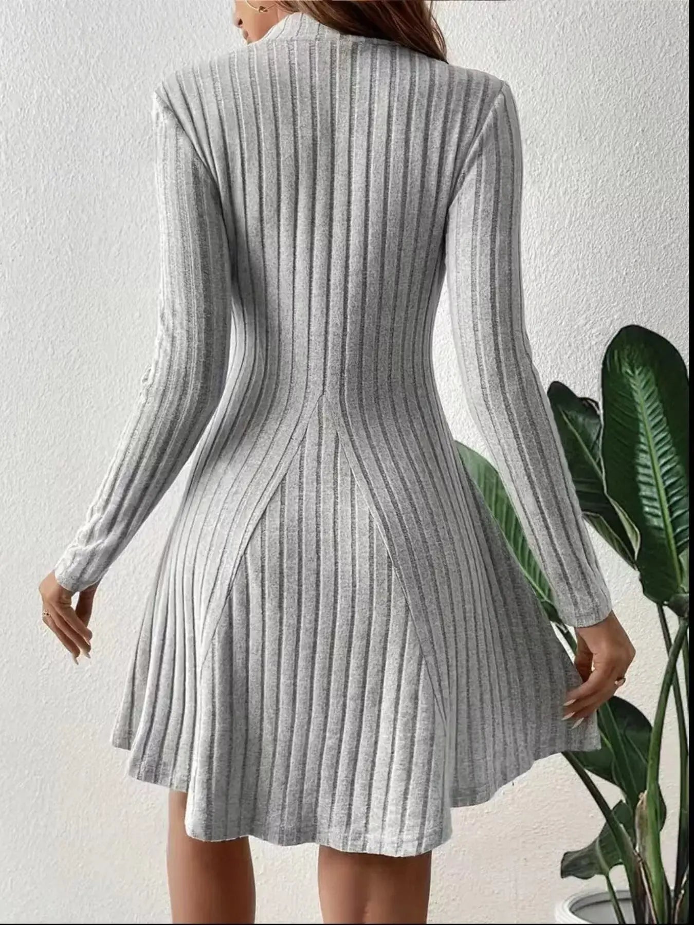 Ribbed Knit Mock Neck Long Sleeve Mini Dress Simply Love