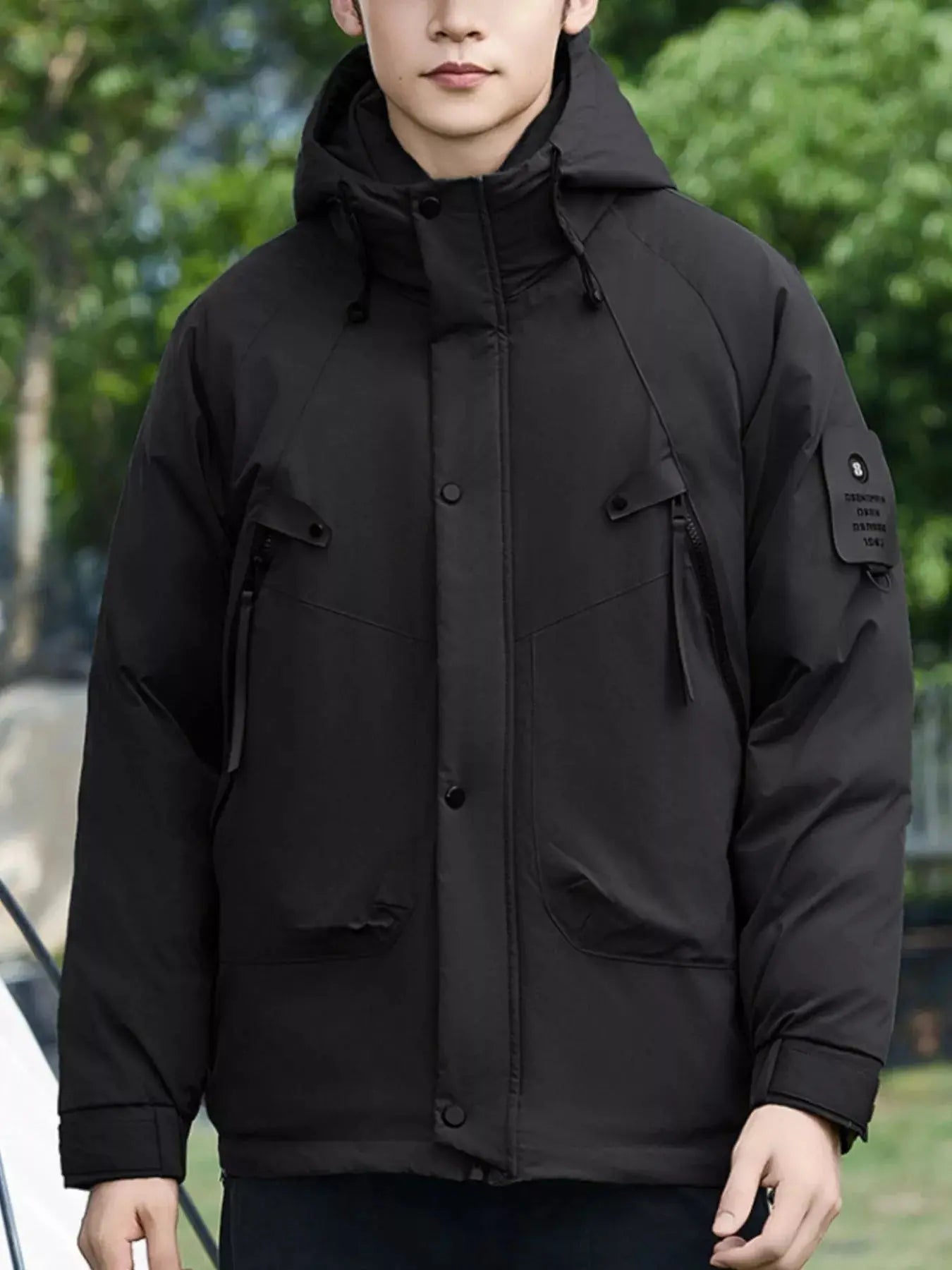 Men's Plus Size Hooded Snap Down Jacket Simply Love