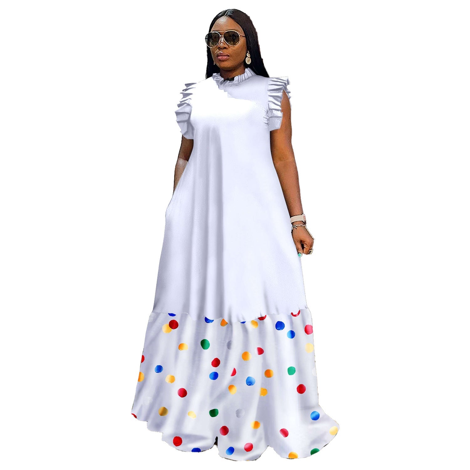 American Large Print Maxi Dress - Product back view by Divine Design4U