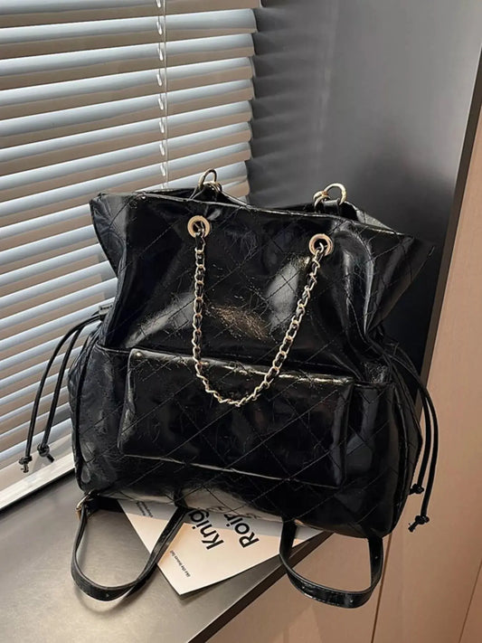Quilted Chain Decor Backpack Bag Simply Love