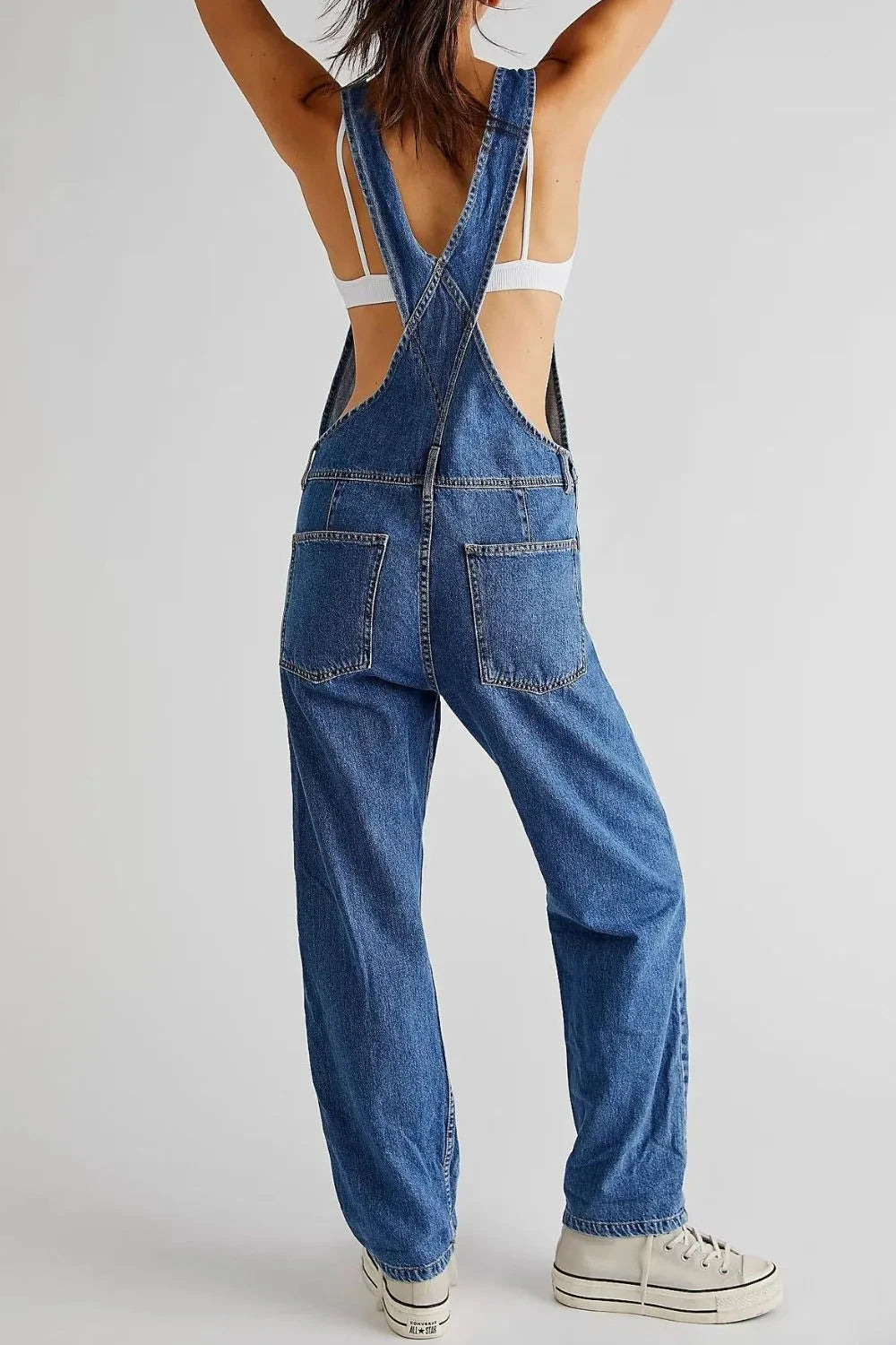 Wide Strap Square Neck Denim Overalls Coco’s Tee Boutique