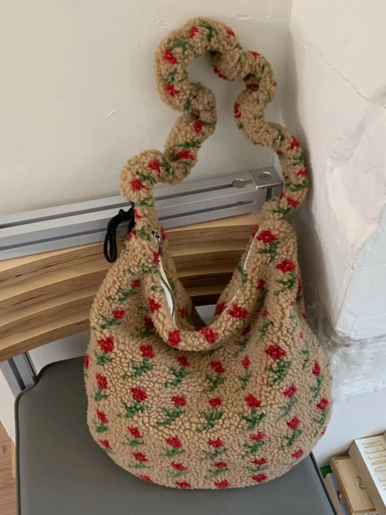 Sherpa Ruched Strap Handbag Simply Love