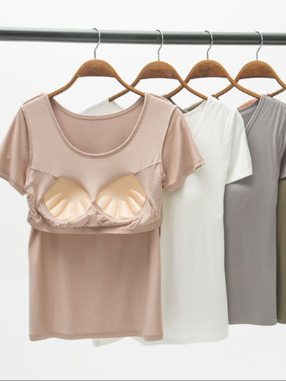 Round Neck Modal T-Shirt with Bra.