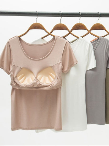 Round Neck Modal T-Shirt with Bra.