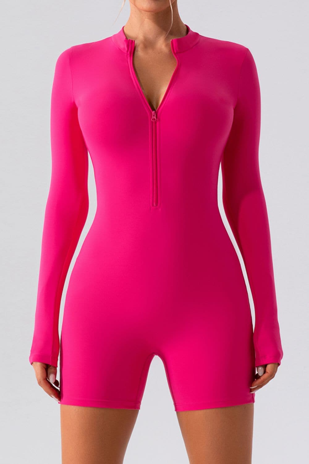 Half Zip Long Sleeve Active Romper.