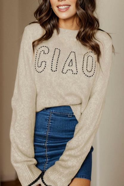 CIAO Round Neck Dropped Shoulder Sweater.