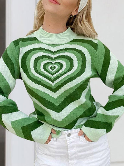 Heart Mock Neck Long Sleeve Sweater.