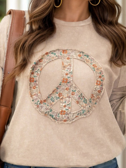 Chic Plus Size Peace Sign Sweatshirt