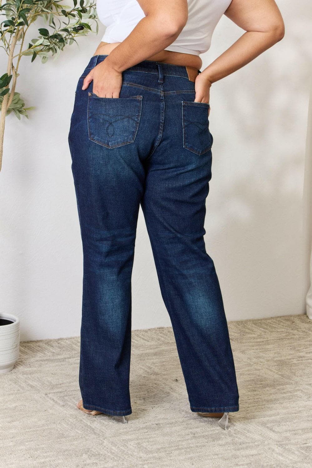 Judy Blue Full Size Button-Fly Straight Jeans.