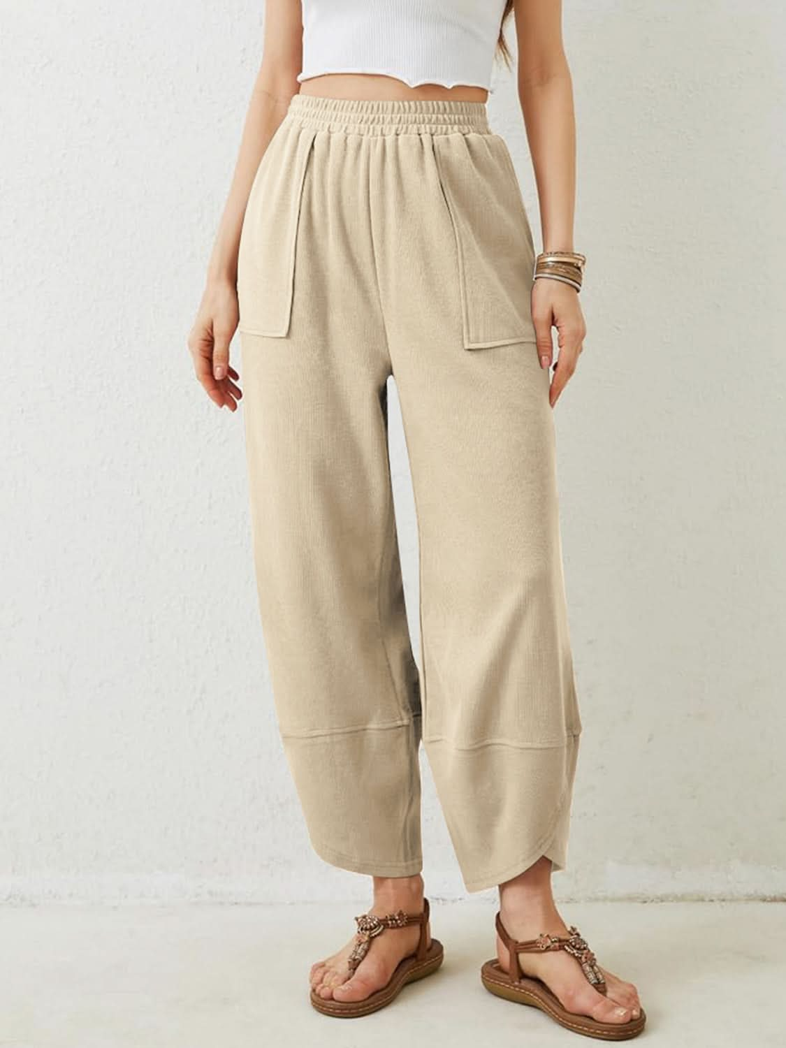 Lovelet Wide-Leg Comfort Pants with Elastic Waist