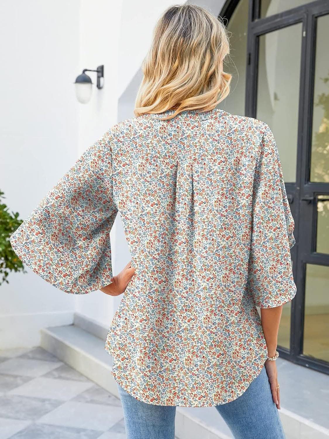 Chic Notched Sleeve Blouse - Love Salve 
