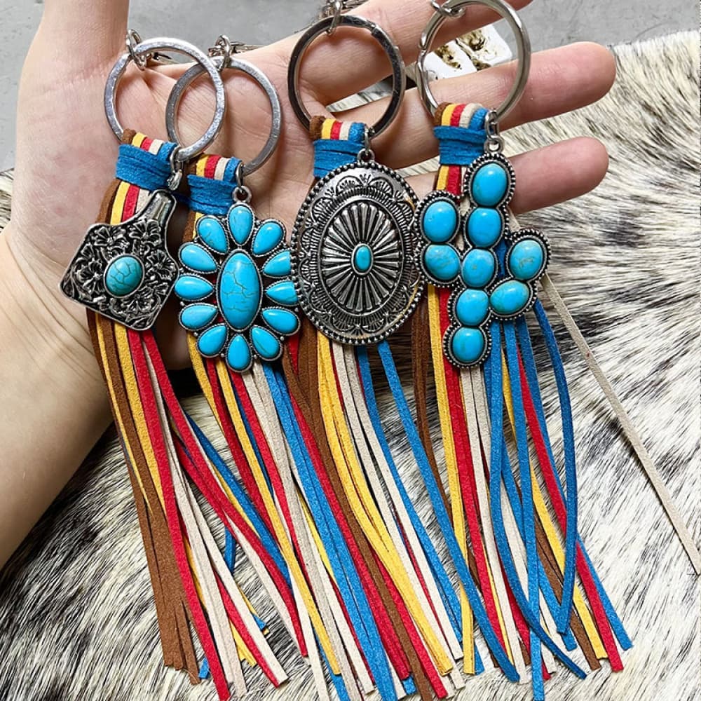 Turquoise Keychain with Tassel.