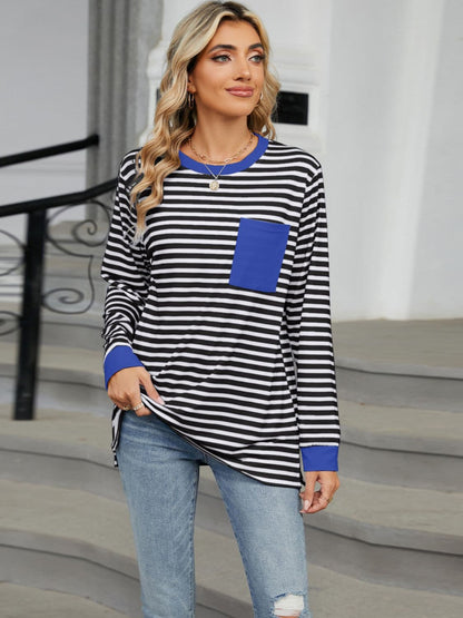 Chic striped long sleeve tee