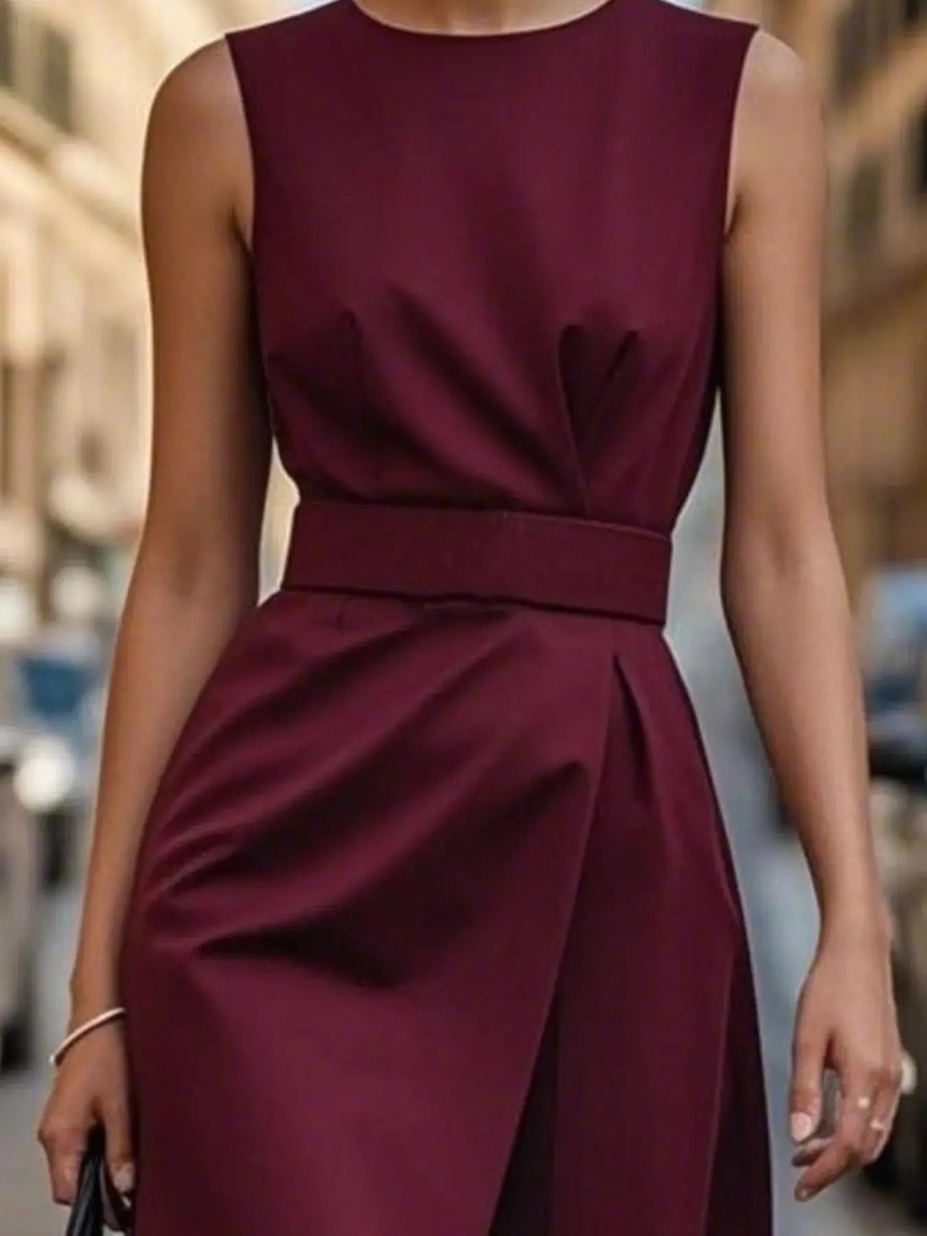 Round Neck Sleeveless Midi Dress Simply Love