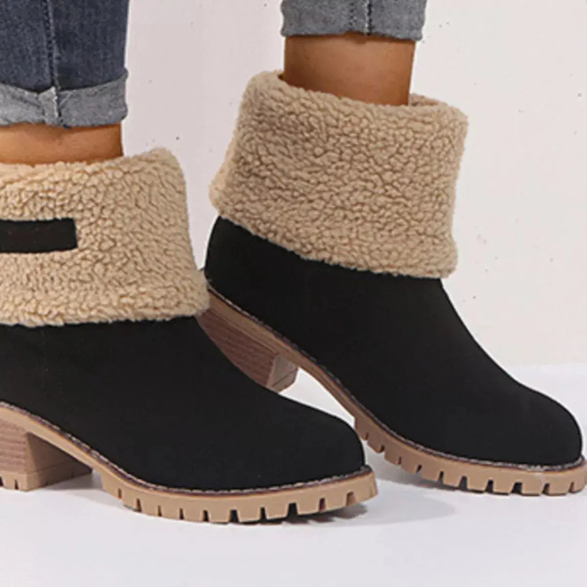 Round Toe Block Heels Boots Simply Love
