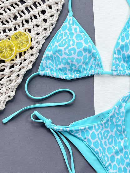 Bold & Wild: Pink Leopard Print Tie Bikini Set