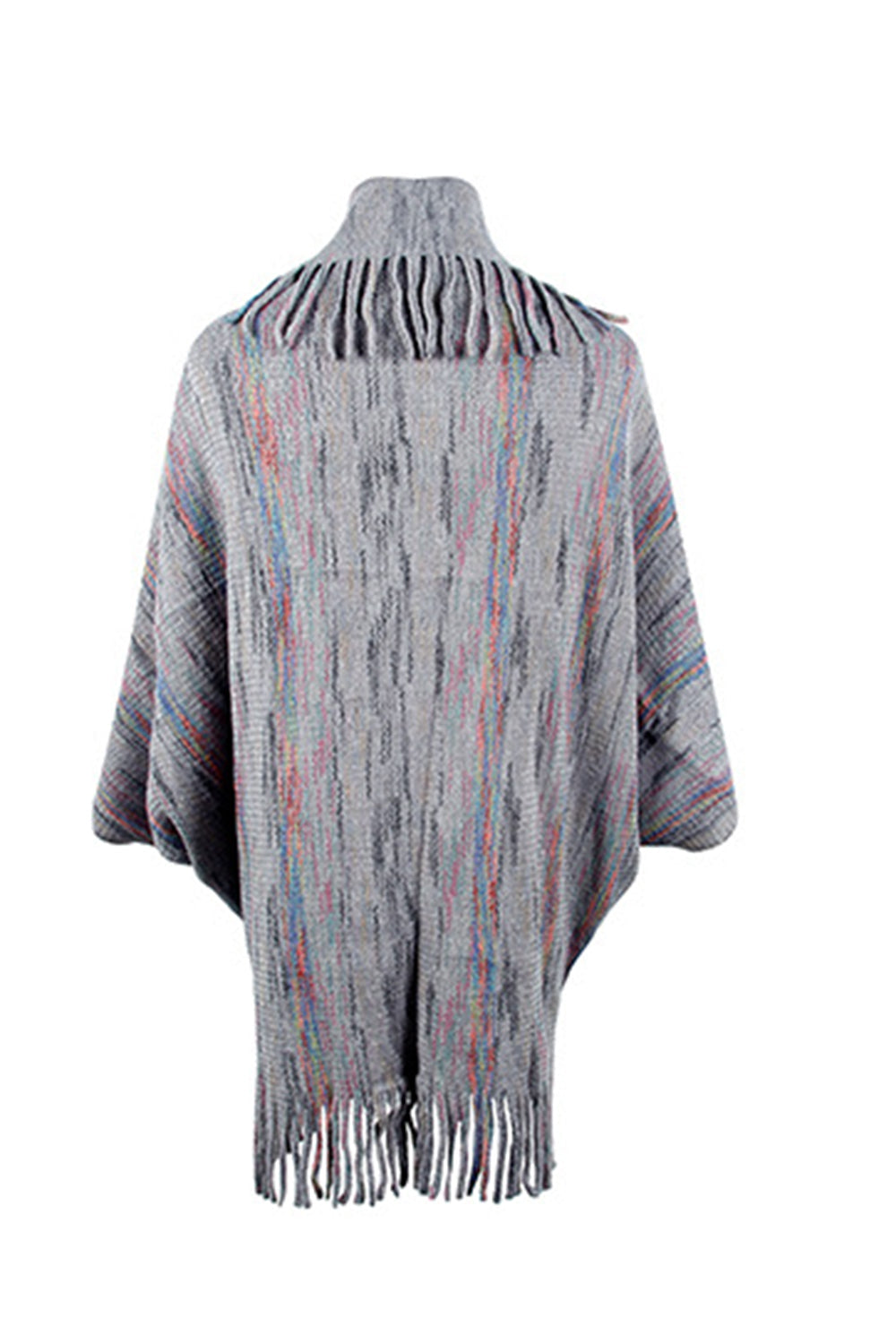Fringe Detail Printed Poncho Coco’s Tee Boutique