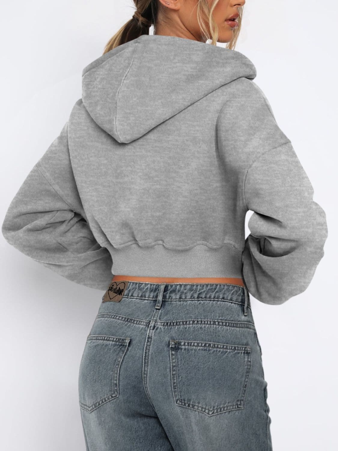 Cropped zip-up hoodie for women