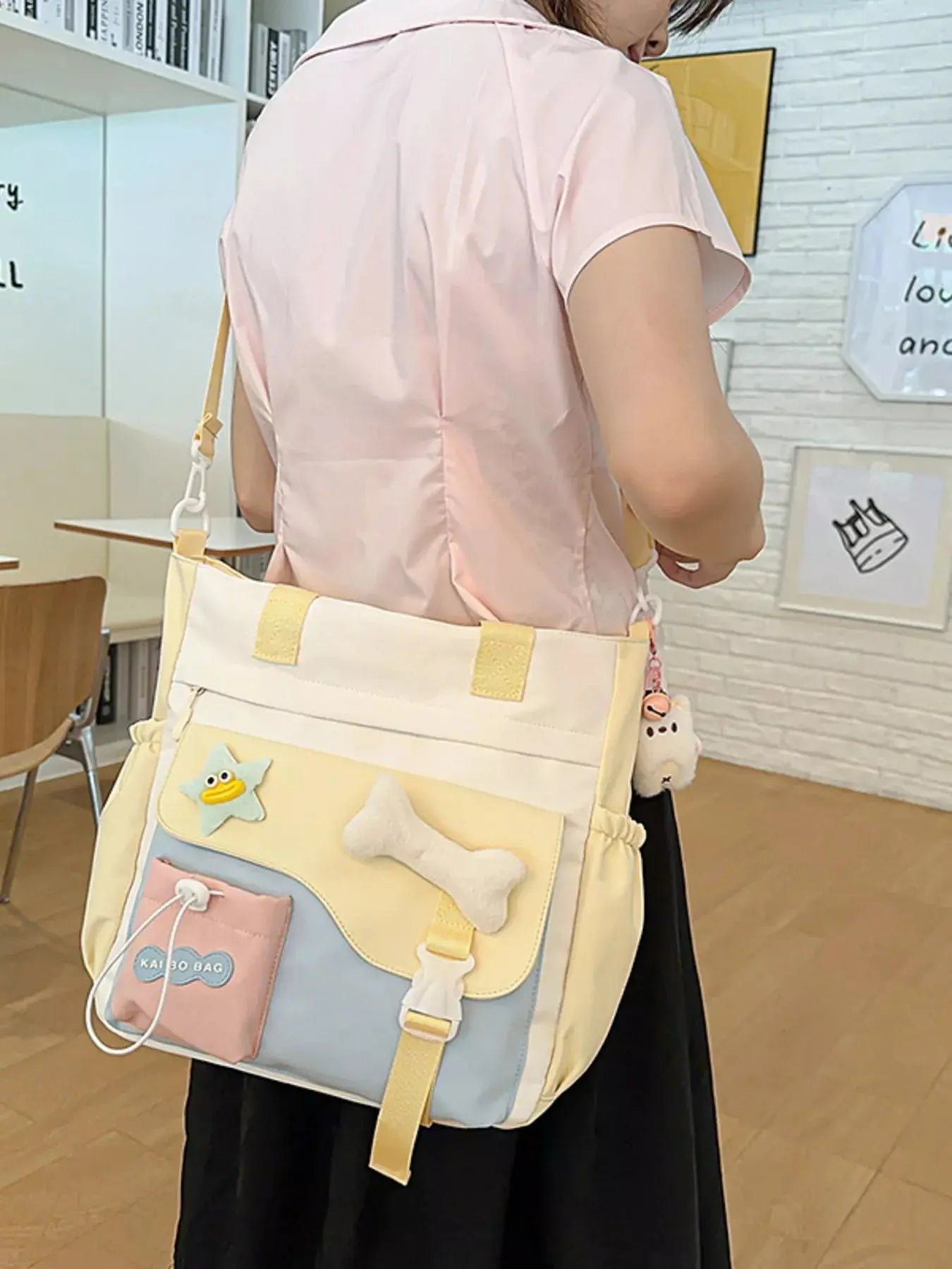 Color Block Multi Pockets Tote Bag Simply Love