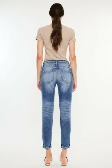 Kancan High Rise Distressed Mom Jeans.