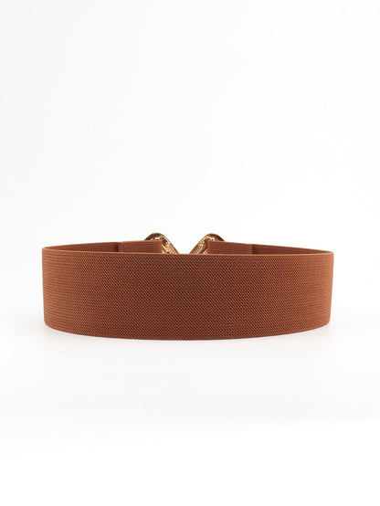 Geometric Buckle Elastic Wide Belt.