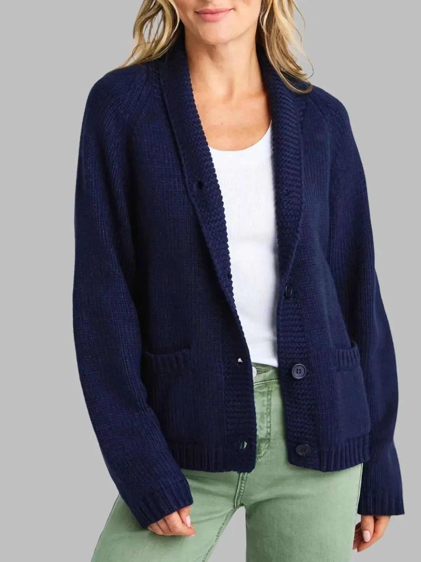 USA Flag Chunky Knit Button-Down Cardigan Simply Love