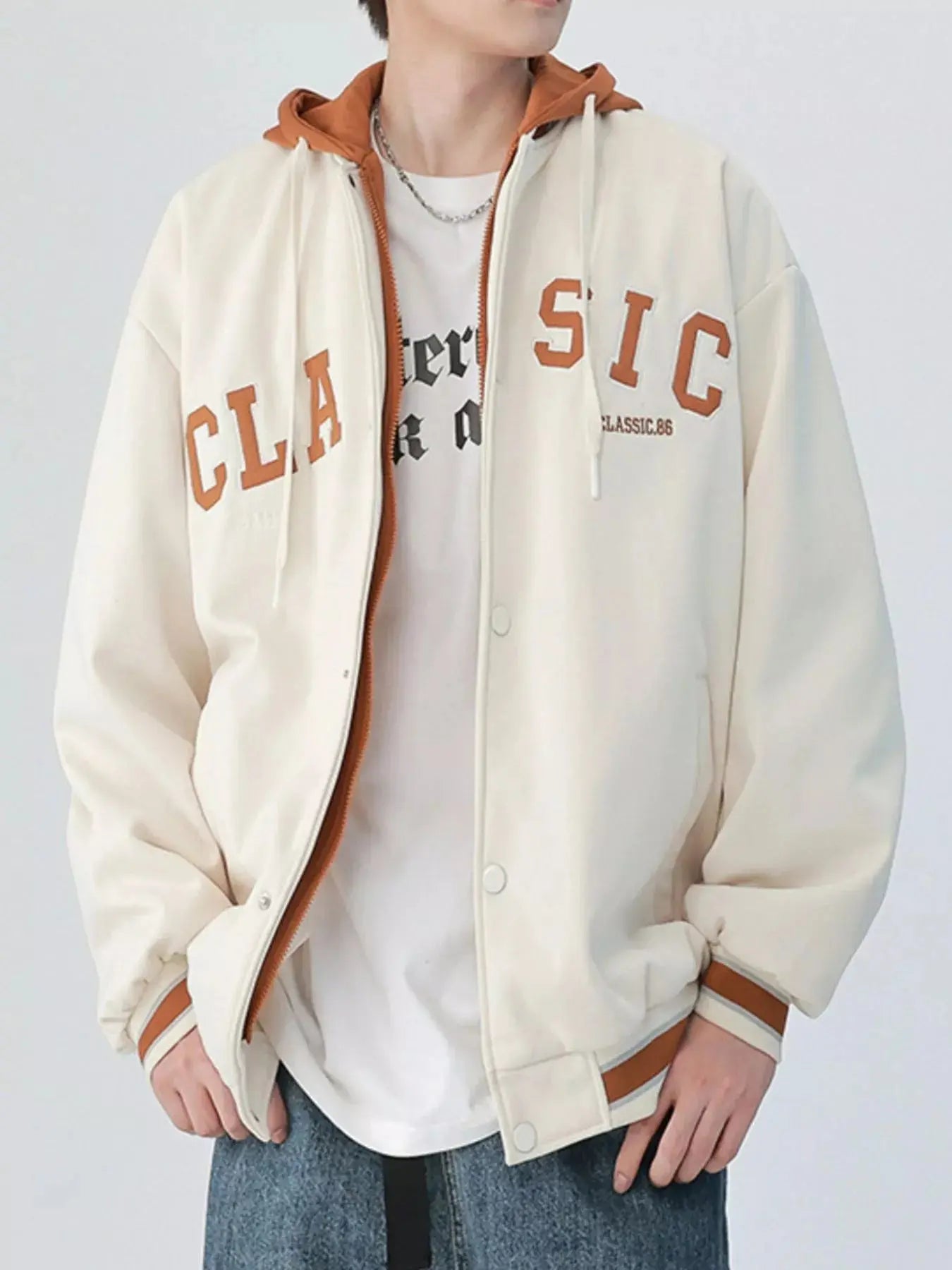 Men's Plus Size Snap Down Long Sleeve Drawstring Hooded Jacket Simply Love