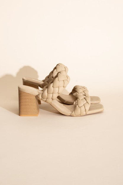 BUGGY-S Braided Stras Mule Heels.