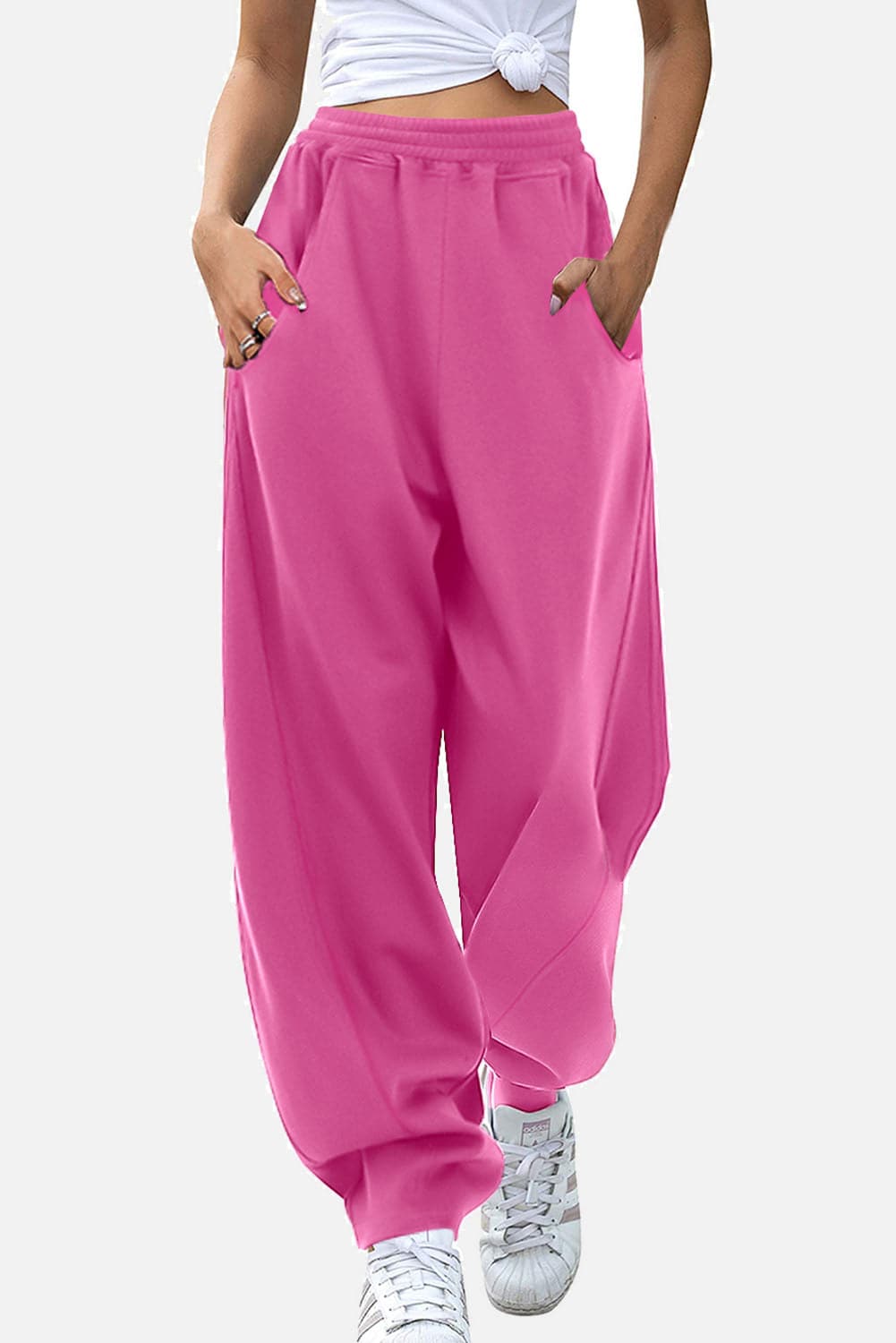 Elastic Waist Sweatpants with Pockets.