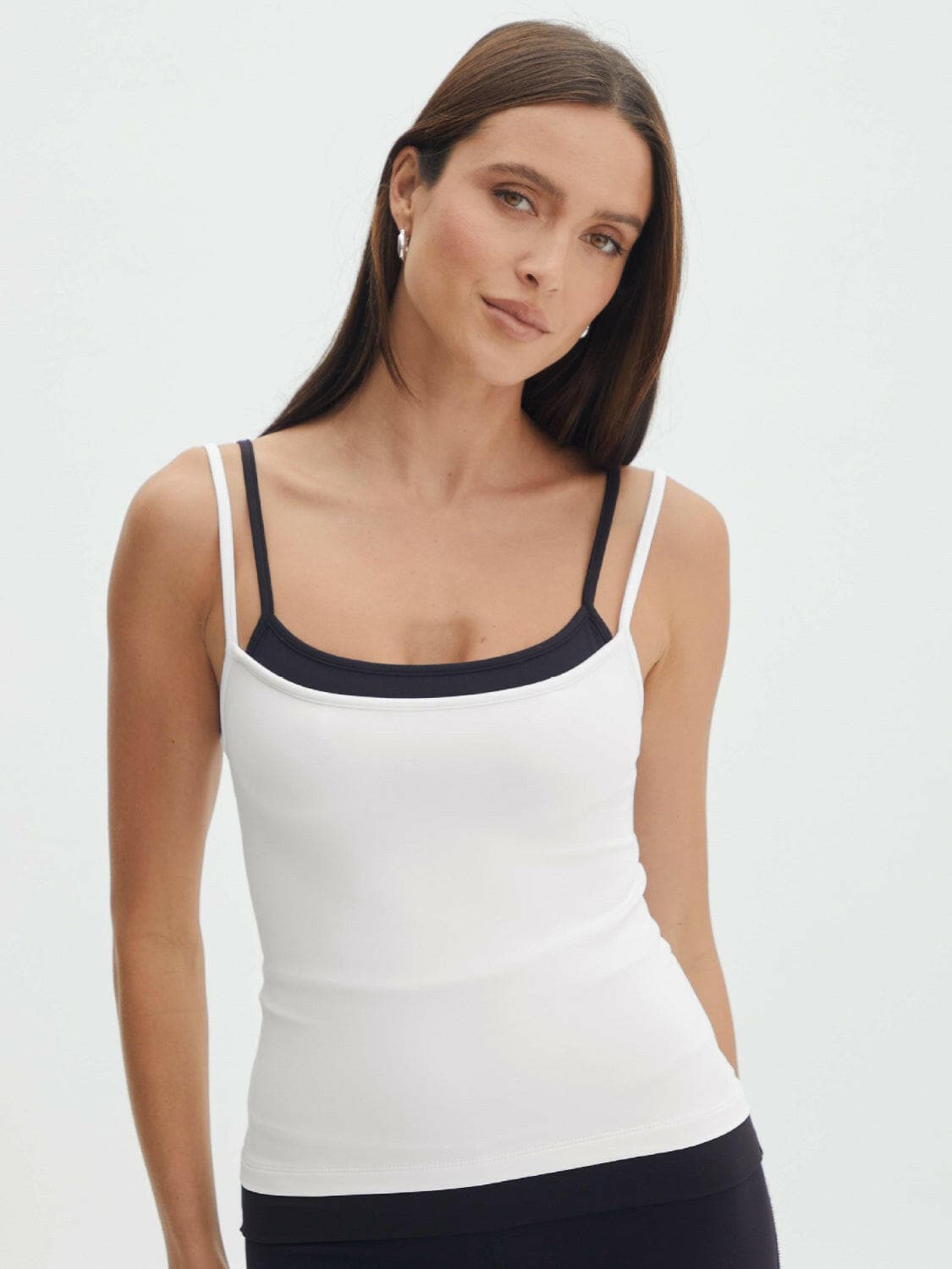 Faux Layered Square Neck Cropped Cami.