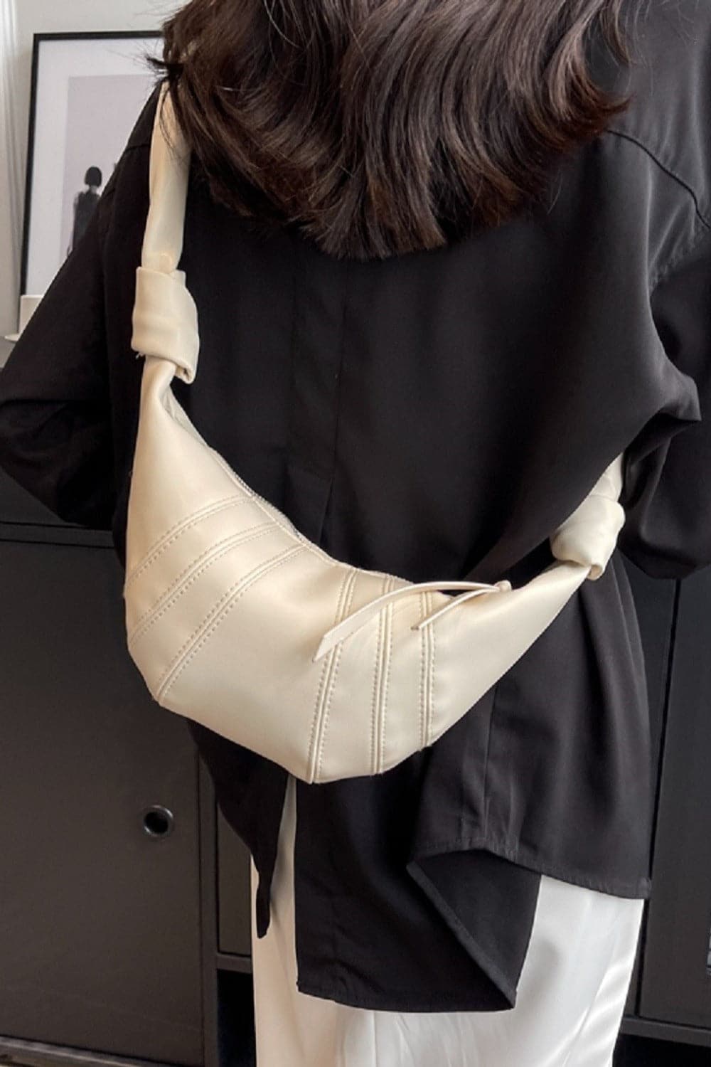 Zenana Vegan Leather Croissant Crossbody Bag.