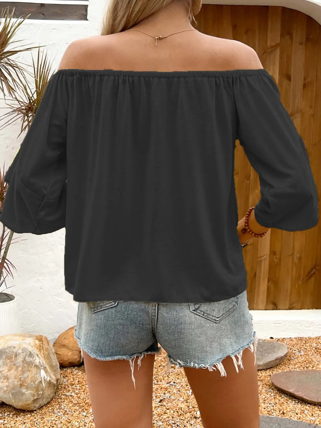 Sunset Breeze Off-Shoulder Tie Front Top