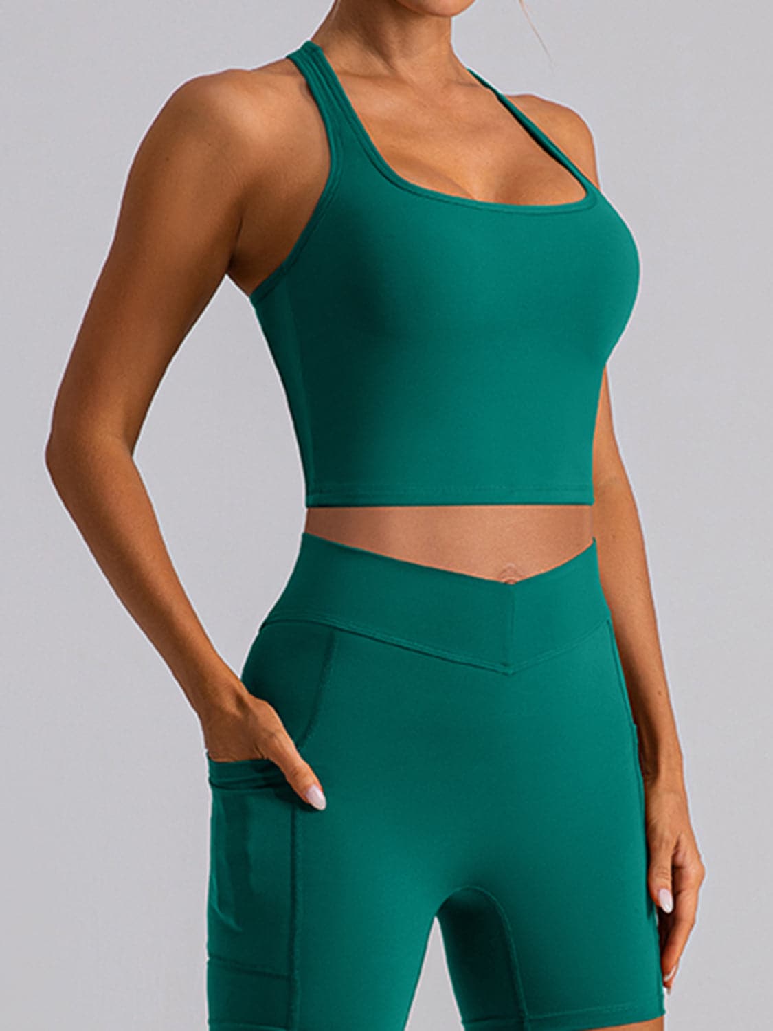 Square Neck Racerback Cropped Tank.