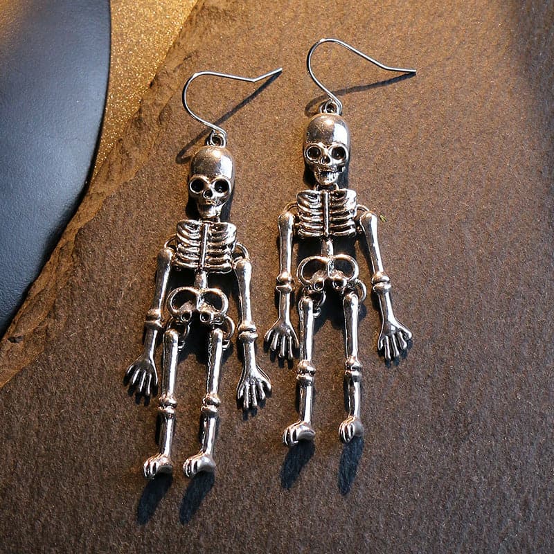 Skeleton Alloy Earrings - 2.8 in