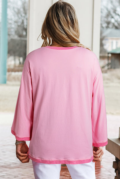 Chic oversized patched high-low tee for plus sizes