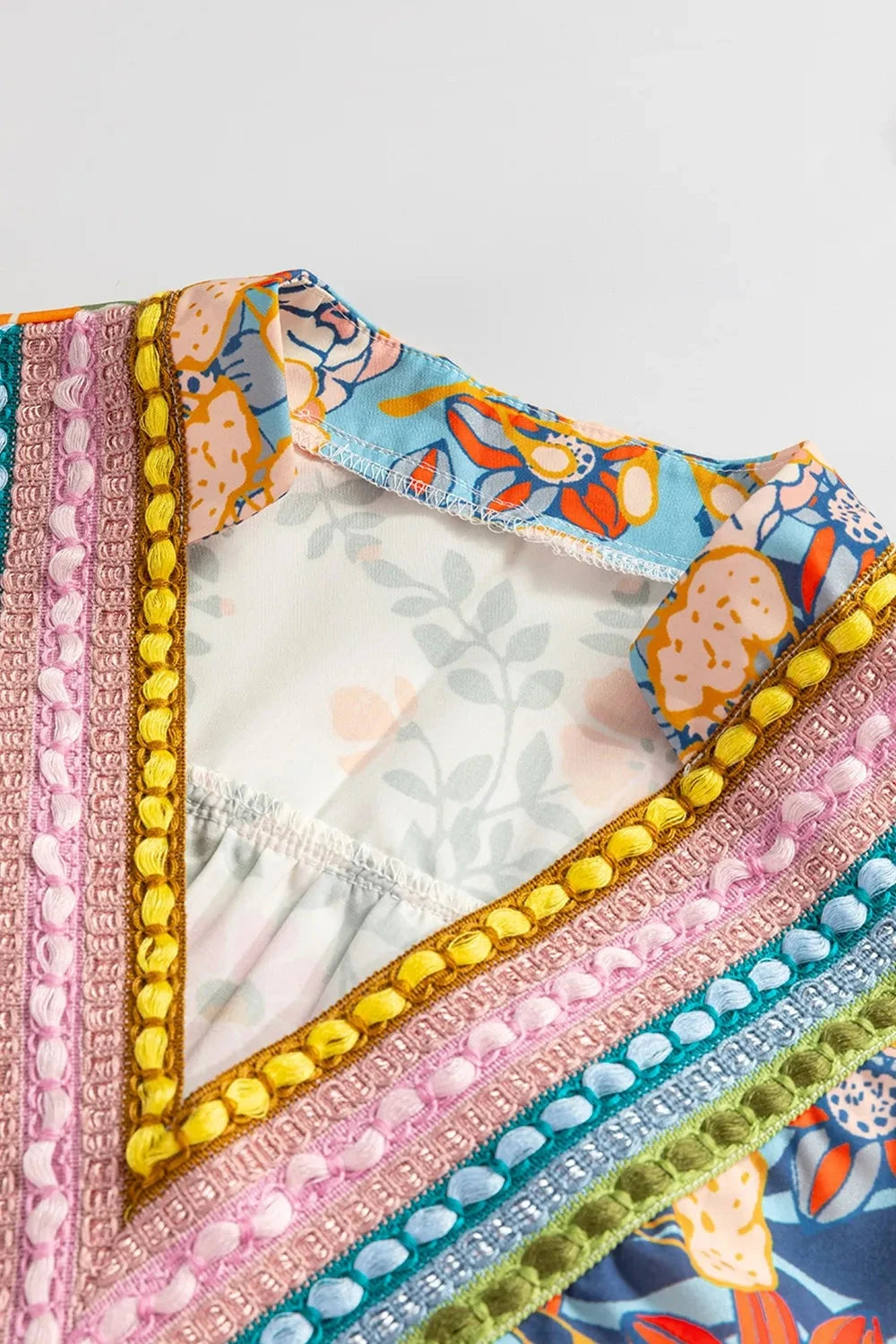 Printed Notched Flounce Sleeve Mini Dress Simply Love