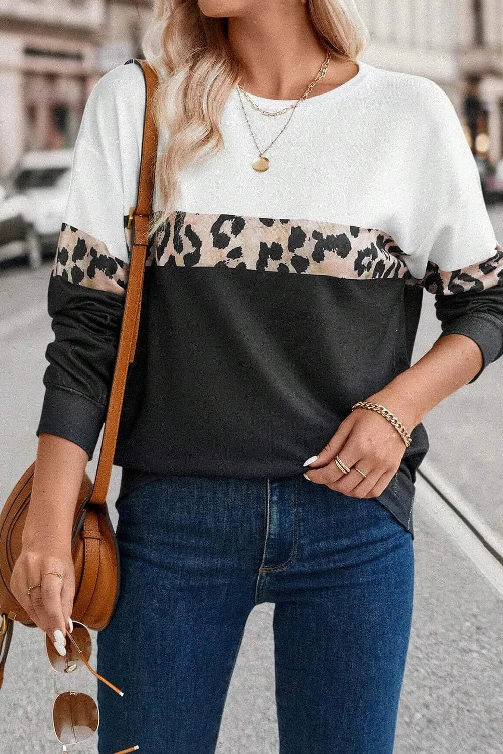 Leopard Print Long Sleeve Top