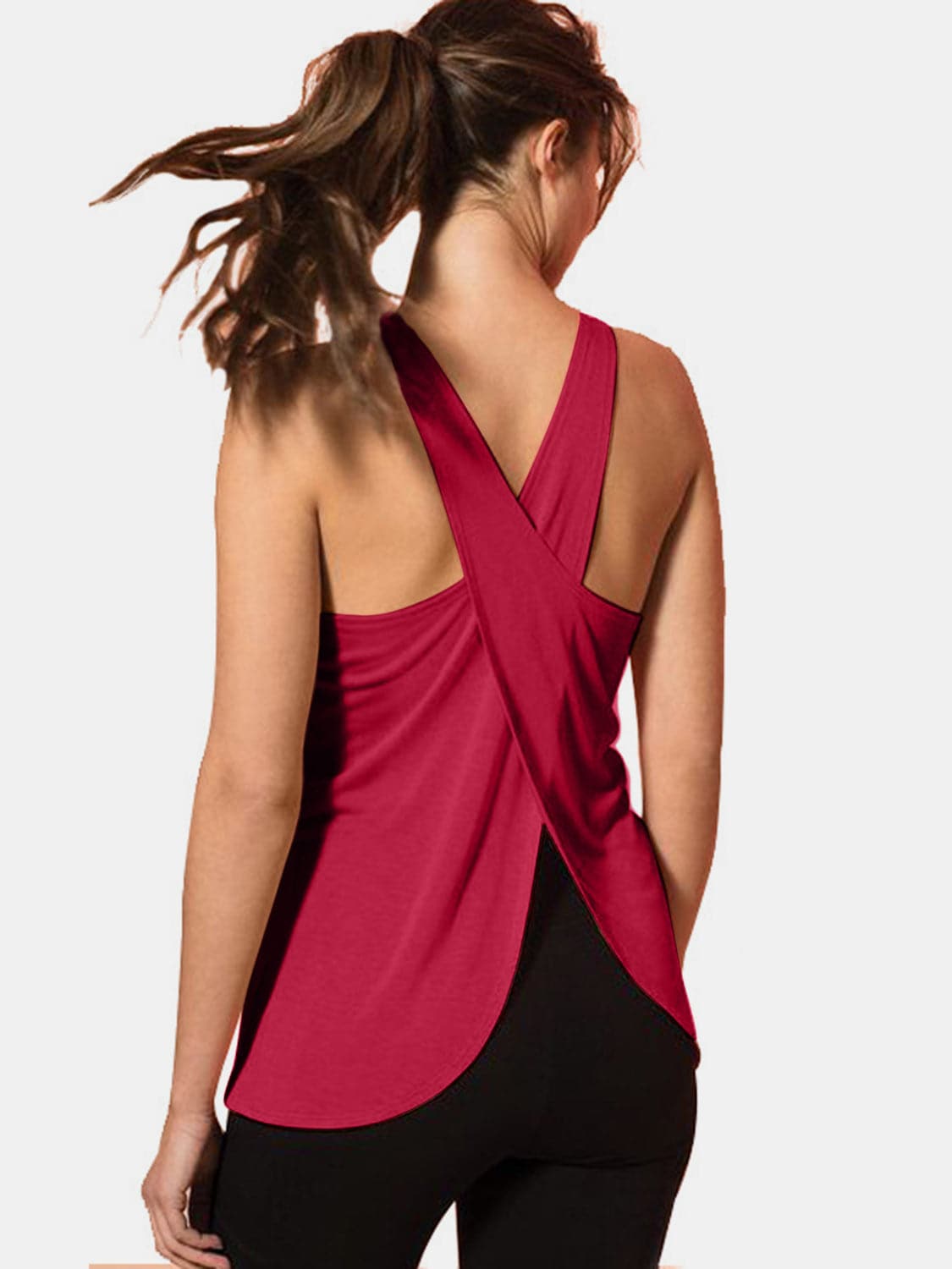 Crisscross Scoop Neck Active Tank.