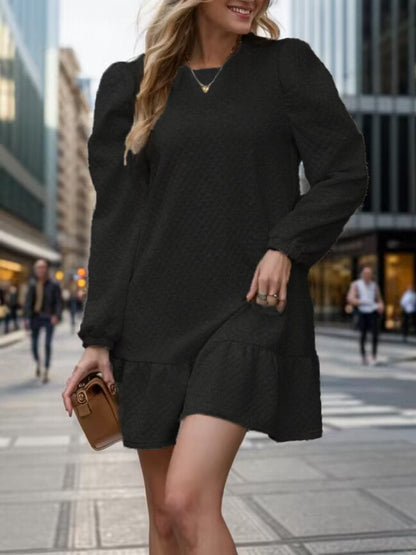 Chic cotton blend long sleeve mini dress