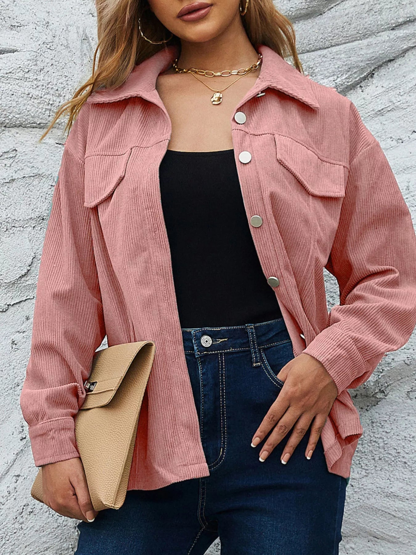 Casual Corduroy Button-Down Jacket Simply Love