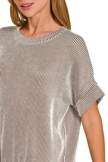 Zenana Corded Rib Short Sleeve T-Shirt - Love Salve 