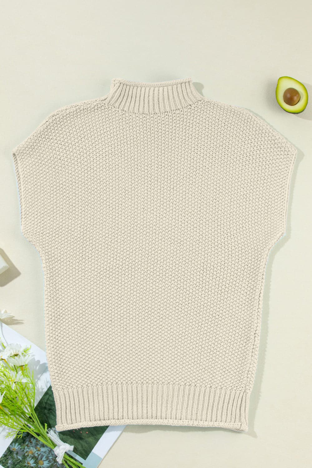 Turtleneck Cap Sleeve Sweater.