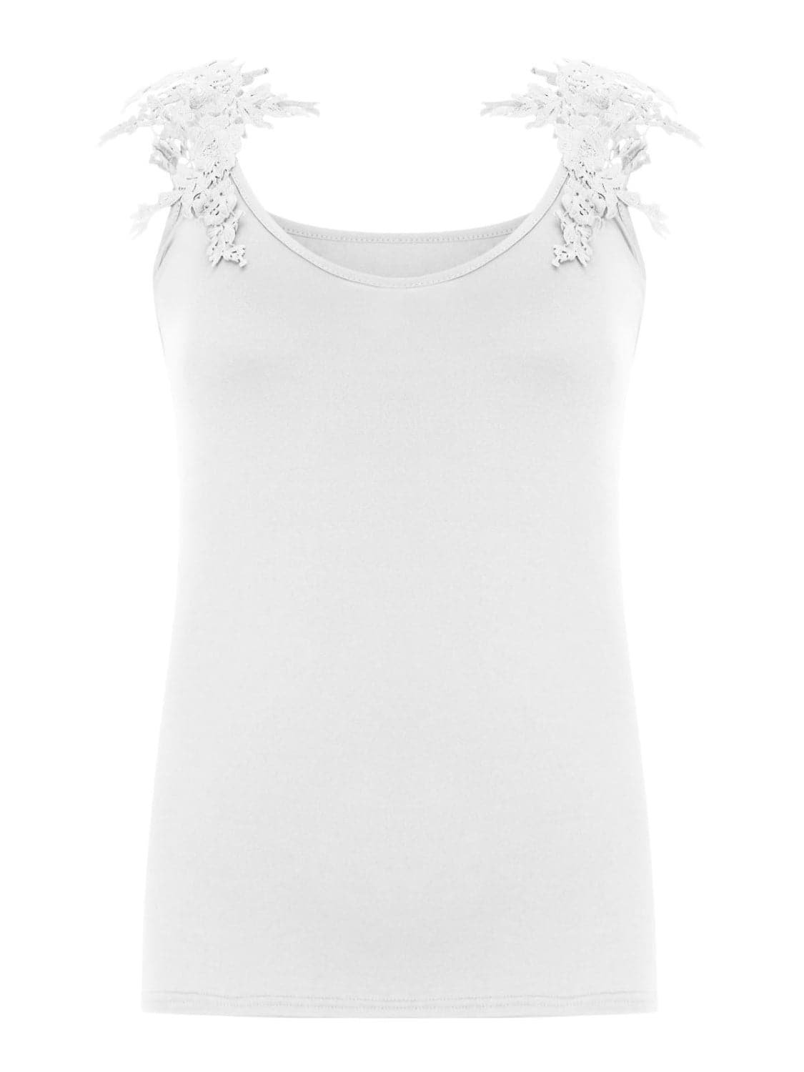 Full Size Lace Detail Scoop Neck Tank.