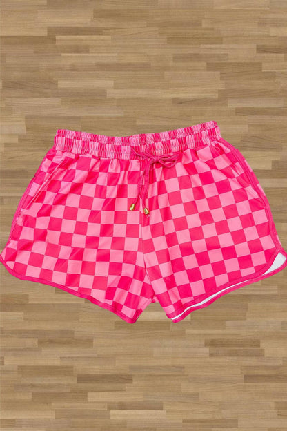 Drawstring Checkered Shorts with Pockets.