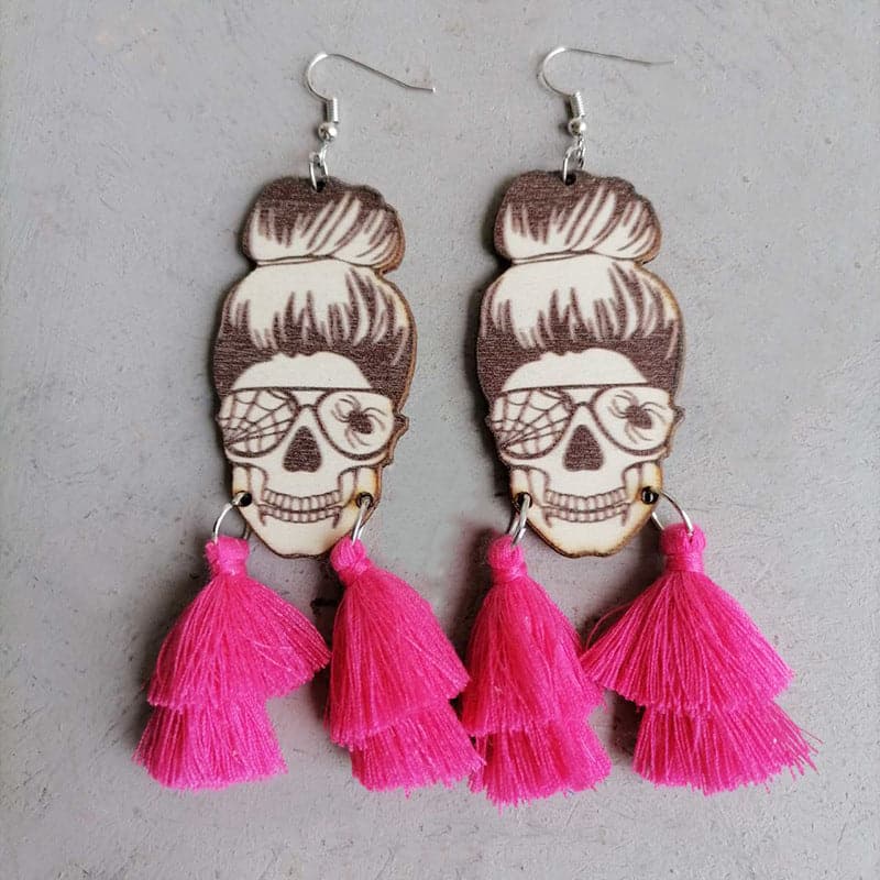 Whimsical spider-themed tassel earrings for urban chic style